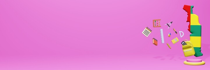 3d rendering of school tools usage for school entrance and holiday websites in Togo