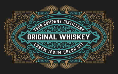 Whiskey label with old frames