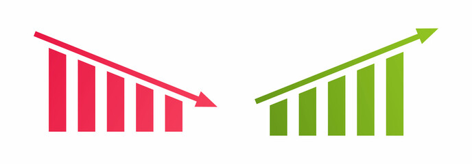Growing graph set. Business chart with arrow. Profit growing sumbol. Progress bar. Bar diagram. Growth success arrow icon. Progress symbol. Chart increase - stock vector. Vector illustration