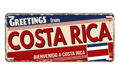 Greetings from Costa Rica vintage rusty metal sign