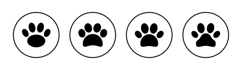 Fototapeta premium Paw icons set. paw print sign and symbol. dog or cat paw
