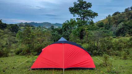 A tent in the savanna mountains of South Borneo 