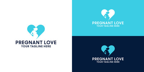 mother pregnancy love logo design inspiration, pregnant woman, baby month