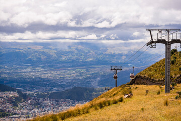 Fototapeta premium Teleferiqo, the gondola up to Pichincha Volcano, Quito, Pichincha Province, Ecuador, South America