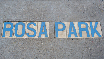 Tile Inlay for Rosa Park Place on Sidewalk in Uptown New Orleans, LA, USA