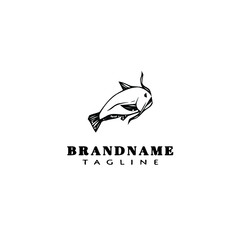 Fototapeta premium animal fish cartoon logo template icon design black isolated vector illustration