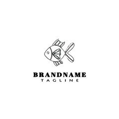 Fototapeta premium animal fish cartoon logo template icon design black isolated vector illustration