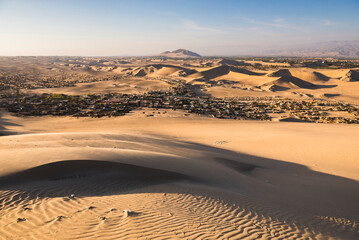Sand dunes in the desert at sunset, Huacachina, Ica Region, Peru, South America