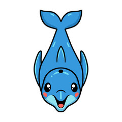 Cute little dolphin cartoon swimming