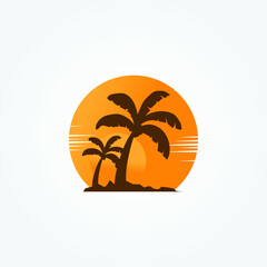 palm tree logo. palm tree icon. Palm tree summer logo template