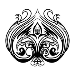 Set of outline vintage line floral isolated on white background