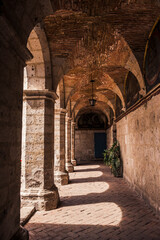 Cloisters at Santa Catalina Monastery (Convento de Santa Catalina aka Saint Catherine), a convent in Arequipa, Peru, South America