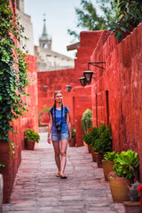 Tourist sightseeing, Santa Catalina Monastery (Convento de Santa Catalina), Arequipa, Peru, South...