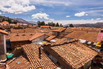 Red tiled roofs of Cusco (aka Cuzco, Quscsu and Quosco), Cusco Region, Peru, South America