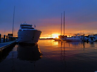 sunset in the harbor