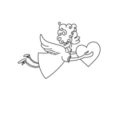 Angel hand drawn line sweet Cupid 
