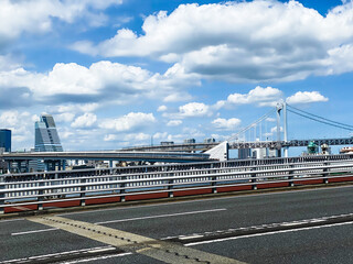 Fototapeta na wymiar view of cargo wharf in Shibaura area , Tokyo