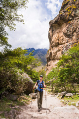 Fototapeta premium Inca Trail, trekkers on day 1 of the hike, Cusco Region, Peru, South America