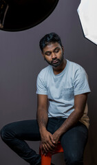 Obraz premium Portrait of Man Taking Professional Headshots