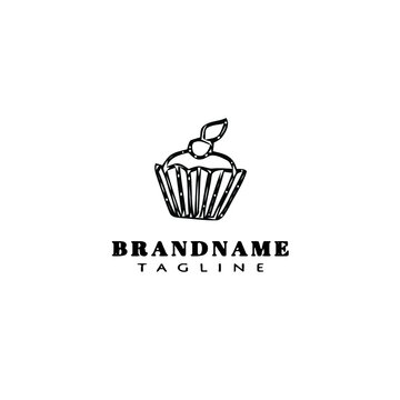 cupcake logo cartoon icon design template black isolated vector delicious