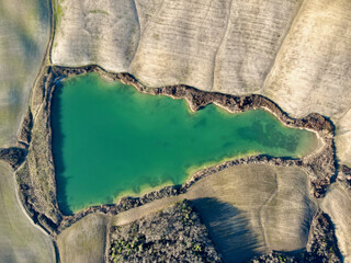 Scenic drone view of a big lake