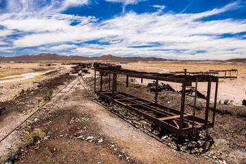 Fototapeta na wymiar Train Cemetery aka train graveyard, Uyuni, Bolivia, South America