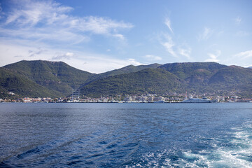 The Bay of Kotor, the Adriatic Sea in southwestern Montenegro. Its well-preserved group of medieval towns of Kotor, Tivat, Perast and Herceg Novi.  Travelling and leasure concept, beautiful seascape