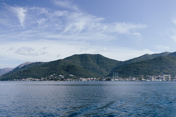 The Bay of Kotor, the Adriatic Sea in southwestern Montenegro. Its well-preserved group of medieval towns of Kotor, Tivat, Perast and Herceg Novi.  Travelling and leasure concept, beautiful seascape