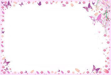 Obraz na płótnie Canvas 桜と蝶の春のフレーム