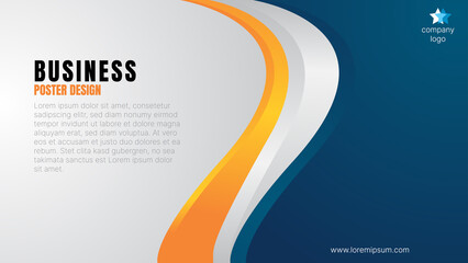business poster.flyer,cover,brochure or banner background design with blue and orange curve.vector illustration