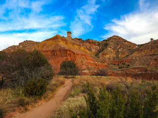 Hiking Trail to the Red Rock Mountains of Palo Duro Canyon Texas