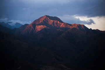 Dramatic Andes Mountains landscape surrounding Mendoza, Mendoza Province, Argentina, South America, background with copy space