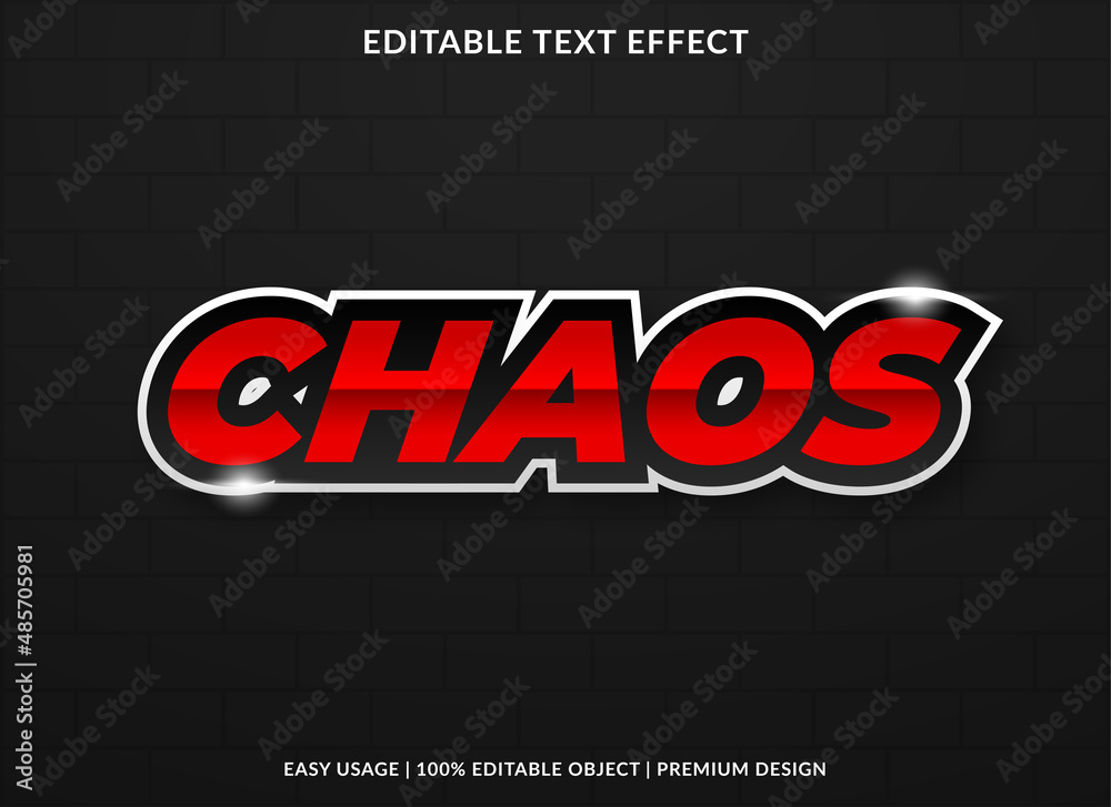 Fototapete chaos text effect editable template with bold and abstract style use for business background and company brand