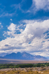 Andes Mountains landscape at Uspallata, Mendoza Province, Argentina, South America, background with copy space