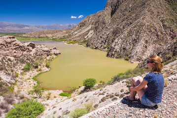 Naklejka na ściany i meble Lake near San Juan, in the San Juan Province of Argentina, South America