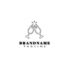 glasses logo cartoon cute black icon isolated vector illustration