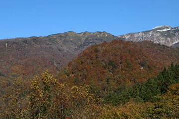 Fototapeta na wymiar 秋の白山展望台から見る景色（石川県白山市）