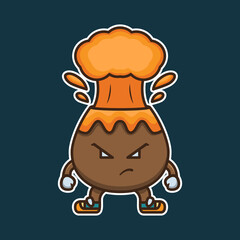 
vector illustration of cute character angry volcano, suitable for clothes, greeting cards, stickers.