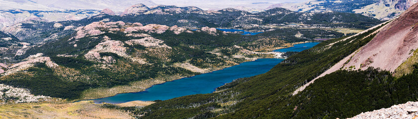 Fototapeta na wymiar Madre Lake (Lago Madre) and alpine forest landscape in Los Glaciares National Park, El Chalten, Patagonia, Argentina, South America