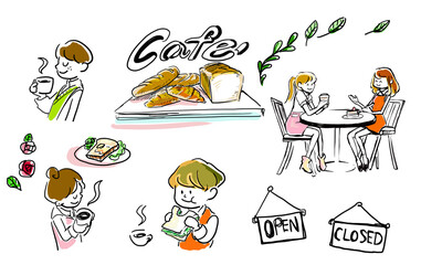 カフェ素材集　cafe Illustration material collection