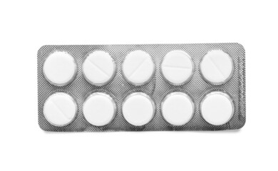 Blister pack with pills isolated on white background