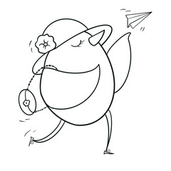 Bird girl send paper plane isolated set 4/6