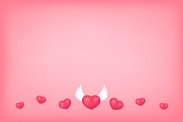 Red hearts on pink background. Valentine festival card concept.