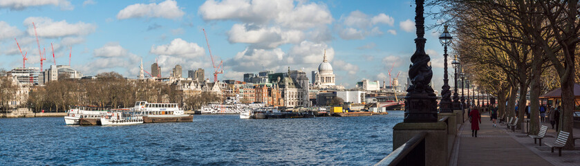 Fototapeta na wymiar St Paul's Cathedral and Embankment seen from South Bank, London, England