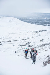 Fototapeta na wymiar Skiing at CairnGorm Mountain, Aviemore, Cairngorms National Park, Scotland, United Kingdom, Europe