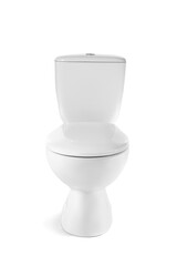 Modern toilet bowl on white background