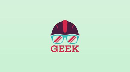 Geek Logo Design Concept Vector. Geek Logo Template in Flat Color Design Style