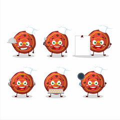 Cartoon character of red cookies pig with various chef emoticons