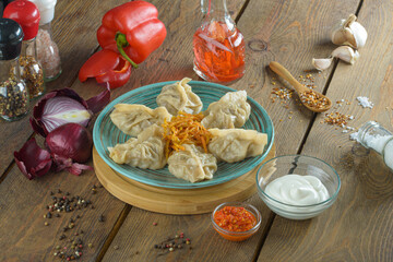 traditional manti on a wooden table
