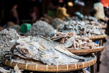 Dried fish in Berastagi (Brastagi) Market, North Sumatra, Indonesia, Asia